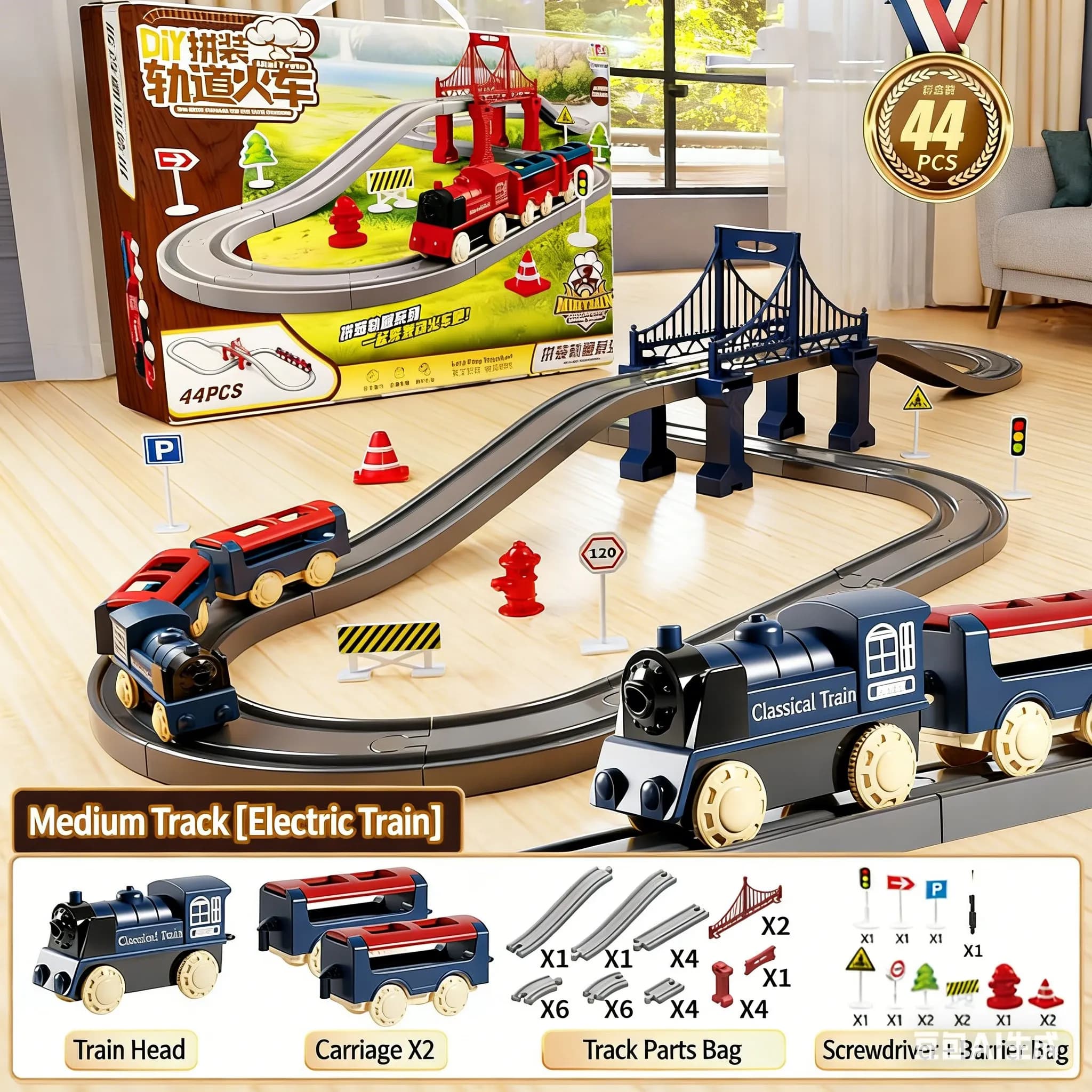 Treno Elettrico da Assemblare, Set Educativo per Bambini, Modello di Simulazione, Regalo di Natale e Compleanno, Giocattoli con Binari