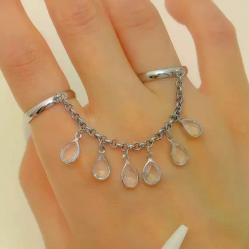 Chic ed elegante goccia d'acqua nappe di cristallo anelli anello di lusso leggero a mano gioielli quotidiani accessori per regali donna