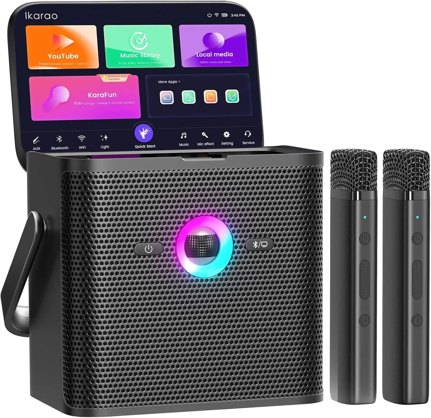 Macchina per Karaoke per Adulti, con Schermo per Visualizzazione Testi, Tablet Karaoke da 32GB, 2 Microfoni Wireless, Altoparlante Karaoke con Autotu
