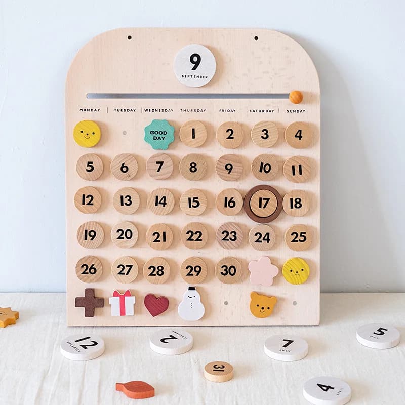 Giocattoli educativi in legno Montessori Calendario magnetico Puzzle Magneti Set di blocchi di costruzione Giocattolo per bambini Giochi da tavolo occupati Giocattoli matematici