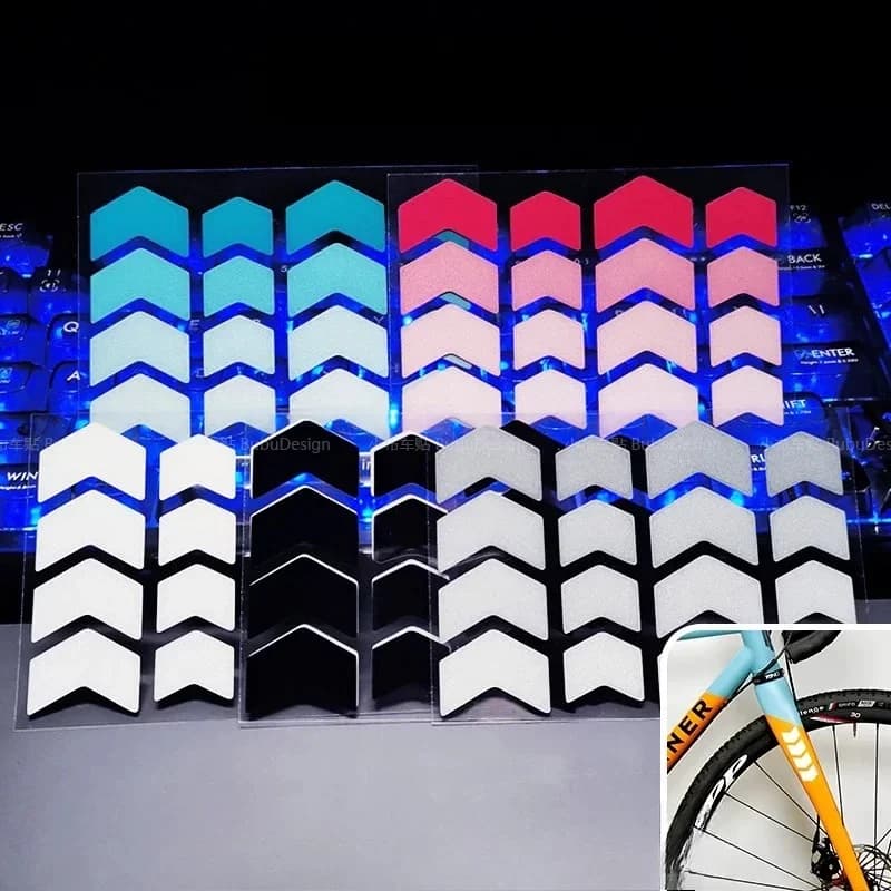 1Set Chevron Arrow Geometric Waterproof Vinyl Stickers For Bike Frame Wheel Rim Custom Decor