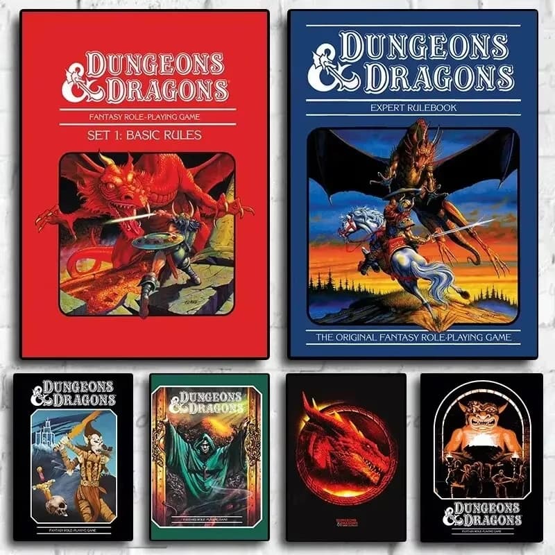 Poster classico di giochi di ruolo, tela retrò di Dungeons and Dragons, stampe di alta qualità, decorazione da parete perfetta per il soggiorno