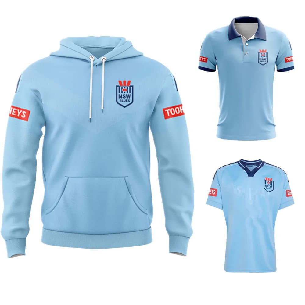 Nuovo Stile 2026 2027 Australia NSW Blues Maglia da Rugby, Gilet, Giacca, Felpa con Cappuccio per Donna, Uomo, Bambini e Ragazzi