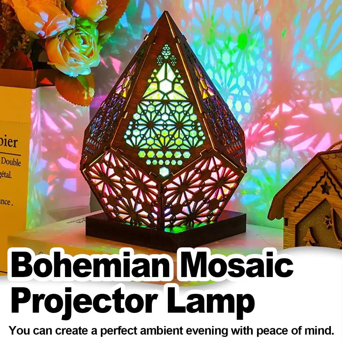 Usb Bohemian ha portato proiezione tavolo lampada proiettore retro stella luce notte atmosfera decorativa casa pavimento 3D colorato scrivania in legno
