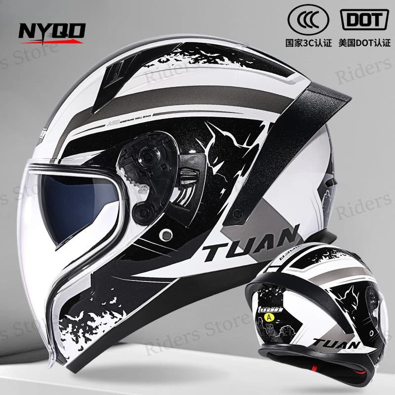 Casco Integrale per Moto con Doppia Visiera, Modulare e Ribaltabile, Antiappannamento e Protezione UV per Uomini e Donne, Certificato DOT 2026