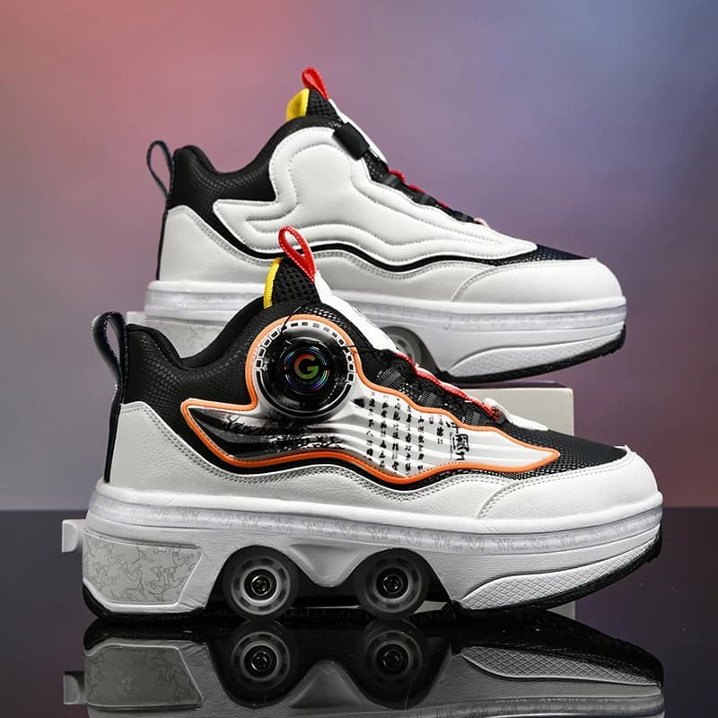 Pattini a rotelle per bambini Scarpe Freni Pattini da ghiaccio retrattili a quattro ruote Scarpe a rotelle giornaliere resistenti agli urti alla moda