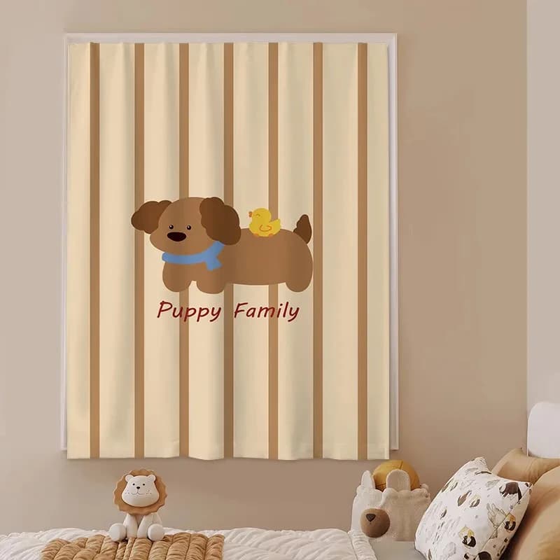 VIKAMA Cartoon Velcro Curtains No Drill Kids Bedroom Blackout Window Decor Self Adhesive Punch Free Cloth for Children Room