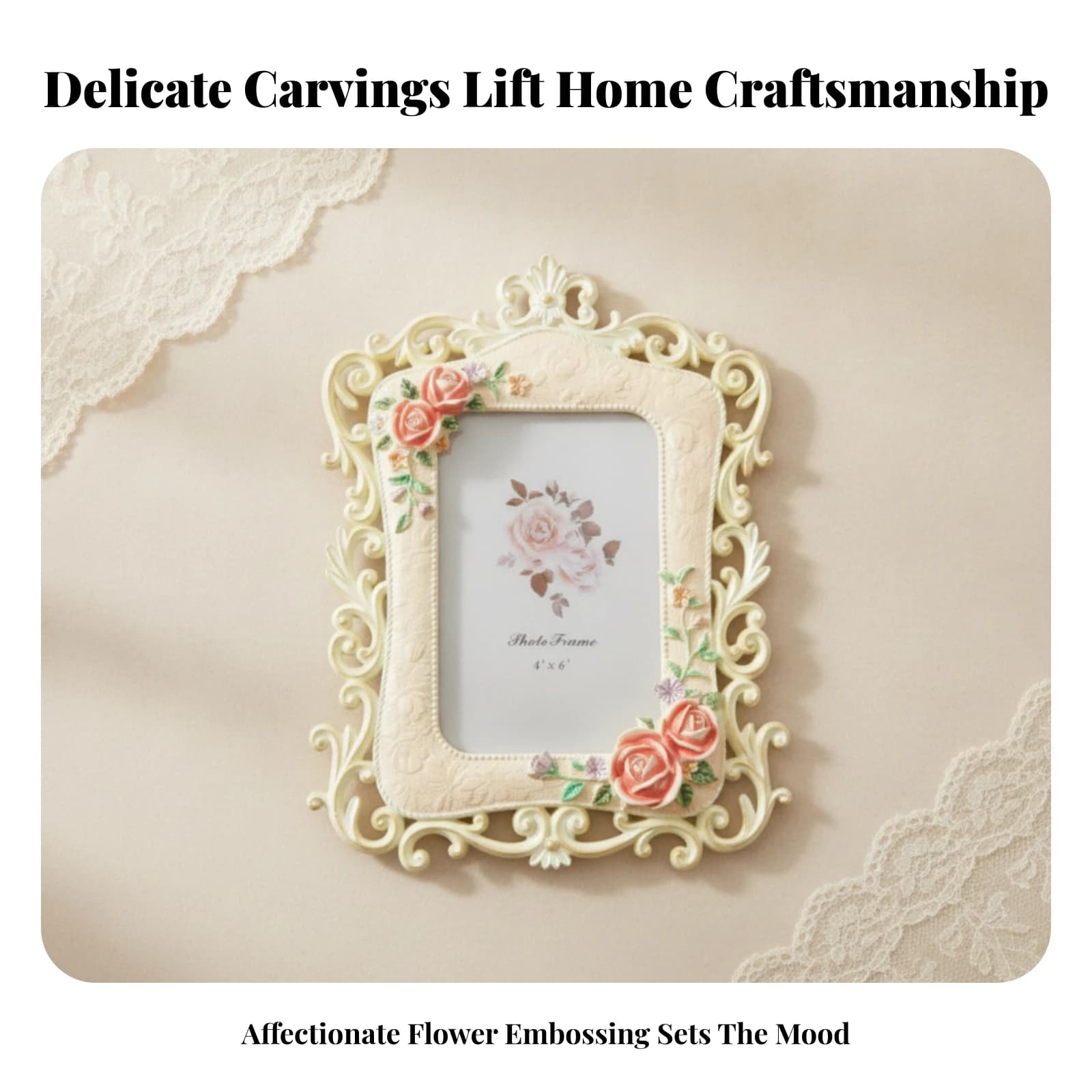 Ornate Home Decor Ornament Resin Baroque Photo Frame Baroque Picture Frame Sturdy