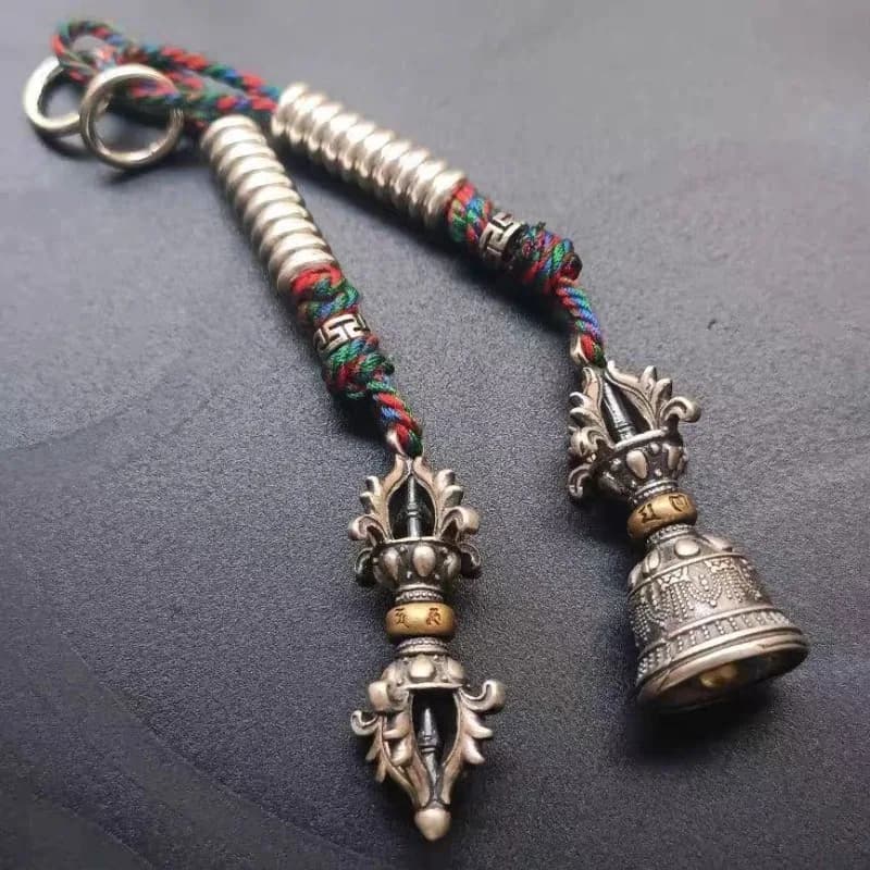 Cultural Tibetan Buddhist Style DIY Vajra Bodhi Seed Mala Bracelet with Handmade Bell and Accessories Meditation Spiritual Gift