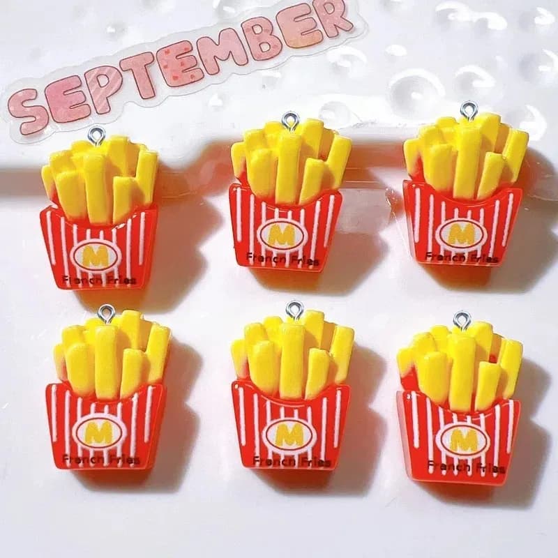 10Pcs/Pack Cute Simulated French Fries Resin Charms Food Pendants DIY Accessories For Jewelry Making Craft Findings
