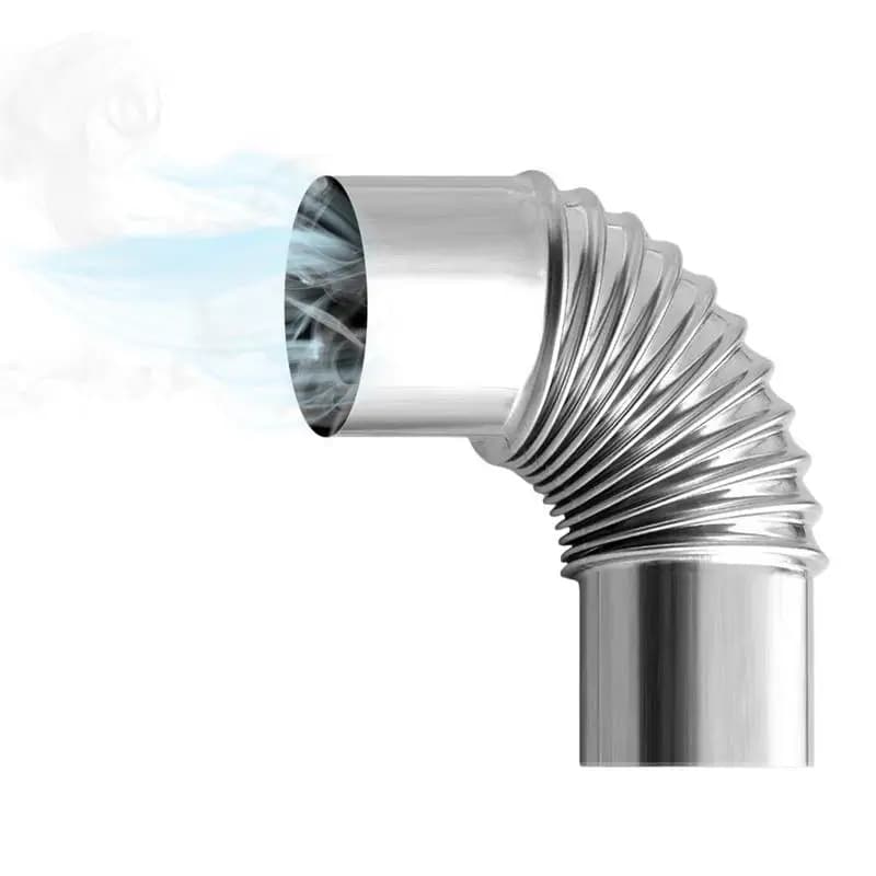 60/75mm In Acciaio Inox Gomito Da 90 Gradi Camino Liner Bend 90 Multi Fumi Stufa Tubo Per Il Campeggio Esterna Stufe A Legna Camino