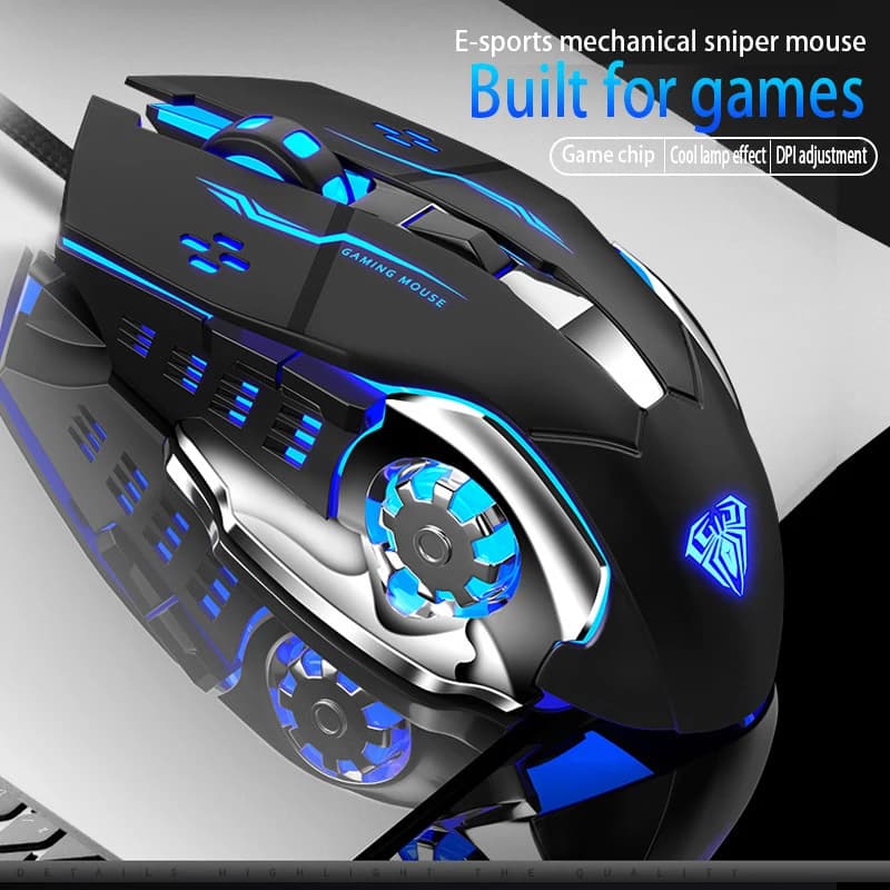 Mouse da gioco professionale S20 Mouse ottico LED ergonomico retroilluminato USB regolabile da 2400 DPI per computer portatile PC
