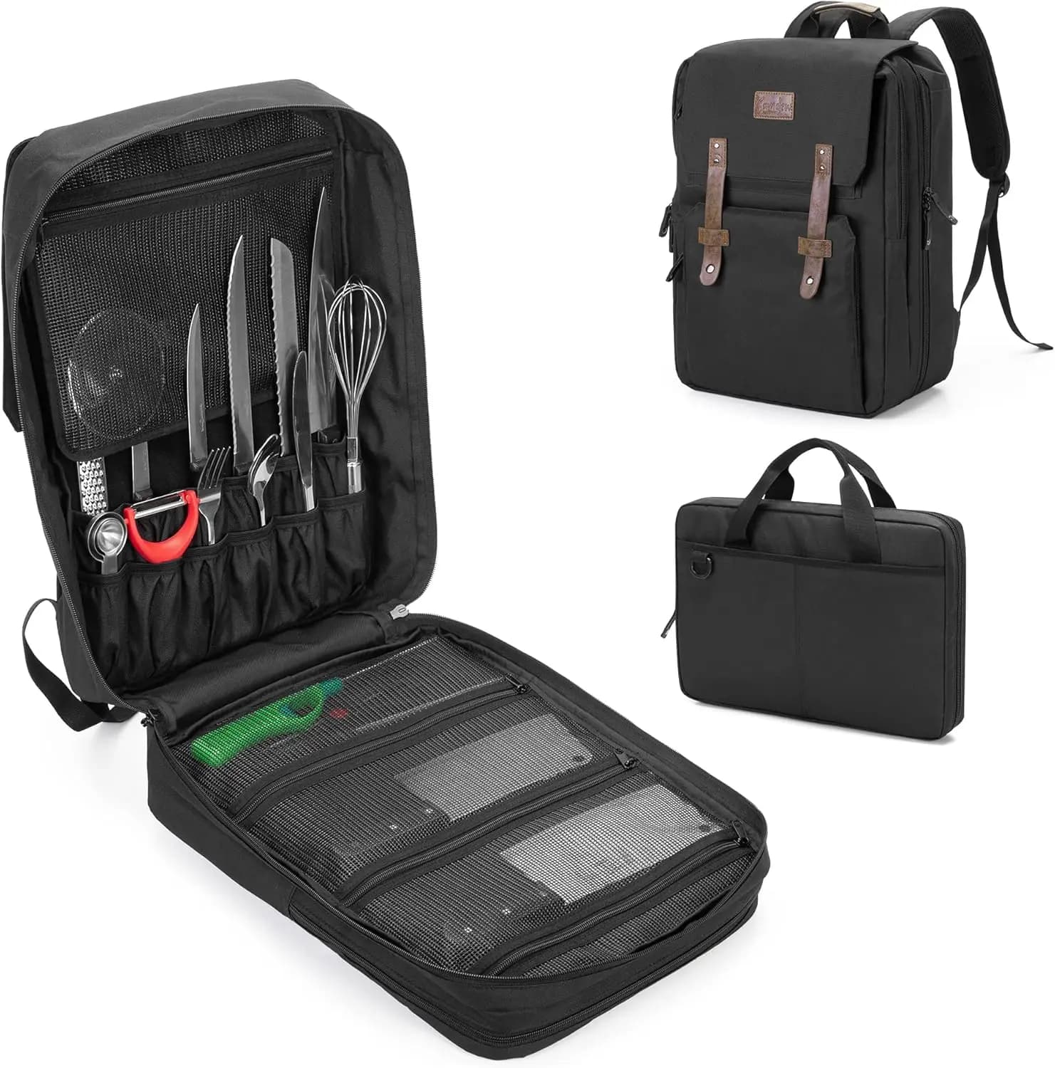 Zaino Professionale da Chef con Foro per Lucchetto, Tasche Multiple per Coltelli e Utensili da Cucina, Design Brevettato