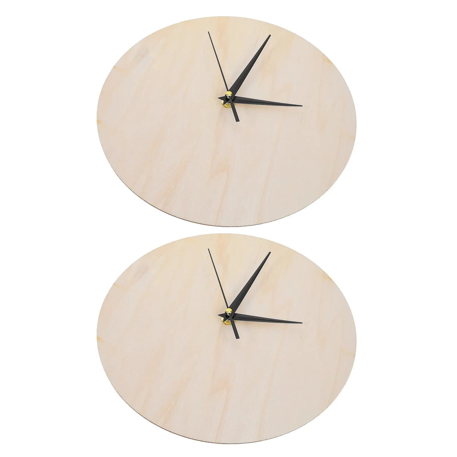 2Pcs Blank Clock Face Wooden Round Dial Plate 11In DIY Clock Craft Painting Wall Decor Classroom Project Accessories