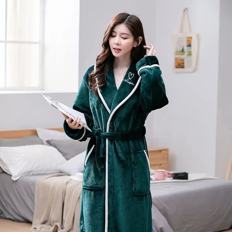 Plus Size 3XL Women's Flannel Vestes Nightwear Winter Thickness Coral Fleece Bedwear Bathrobe Trained Casual Hot Homewear Pigiama