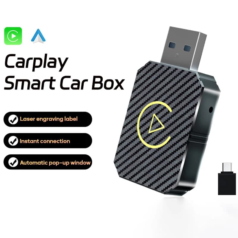 Adattatore Wireless CarPlay 2 in 1 e Mini Adattatore Wireless Auto Android 5Ghz WiFi Type-C/USB Plug & Play Wireless Carplay Smart Car Box