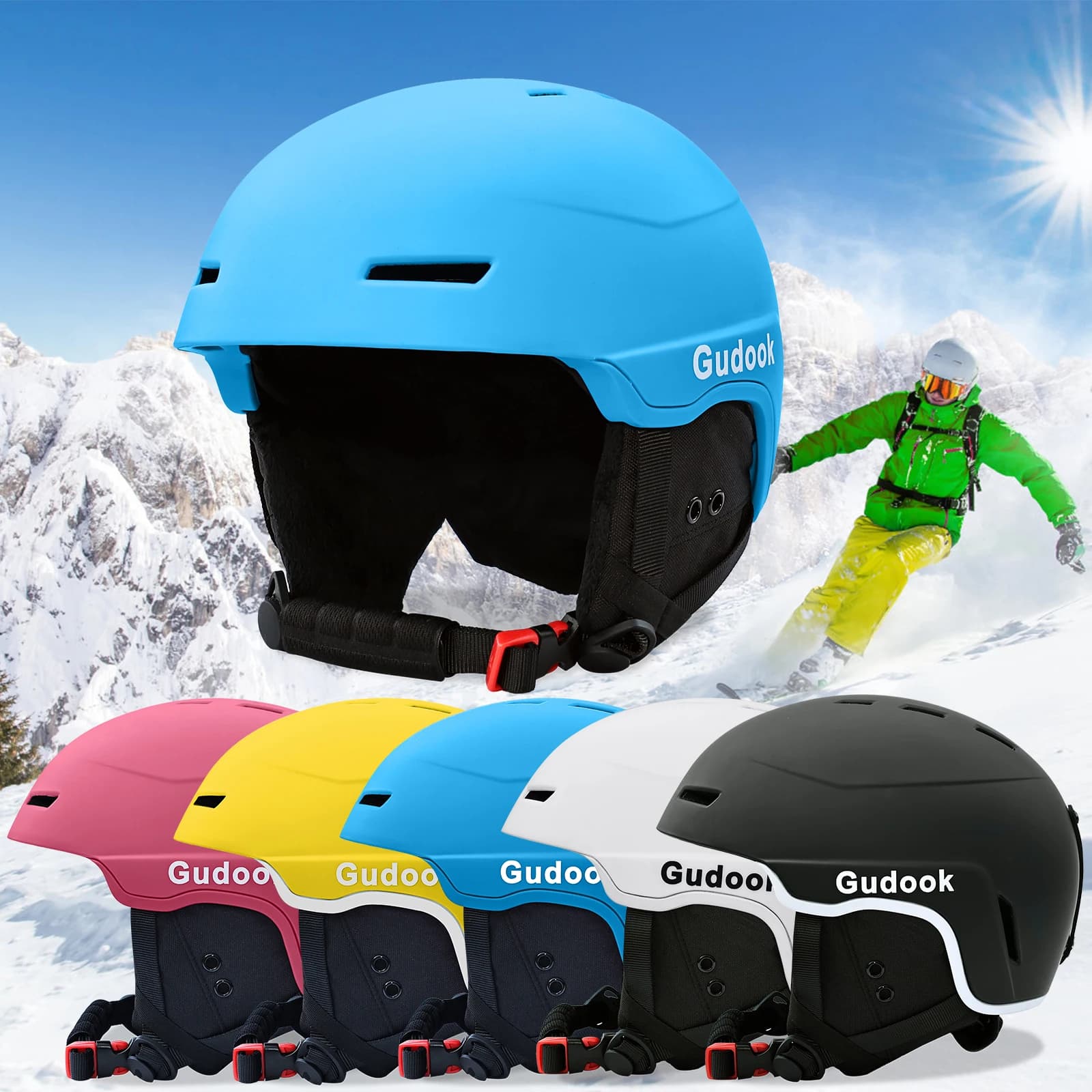 Casco da sci - Casco da snowboard per adulti e giovani - Casco da neve con guscio per PC e schiuma EPS, casco sportivo da neve Casco da snowboard