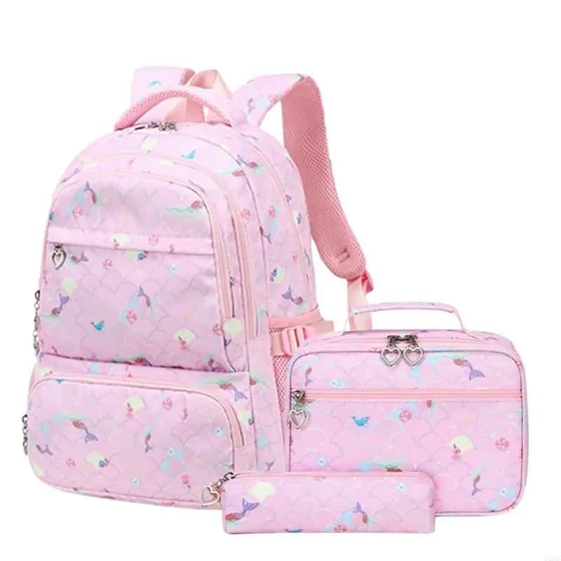 Teen School Bag Set Ergonomic Design with Lunchbox and Pencil Case for Daily Use
