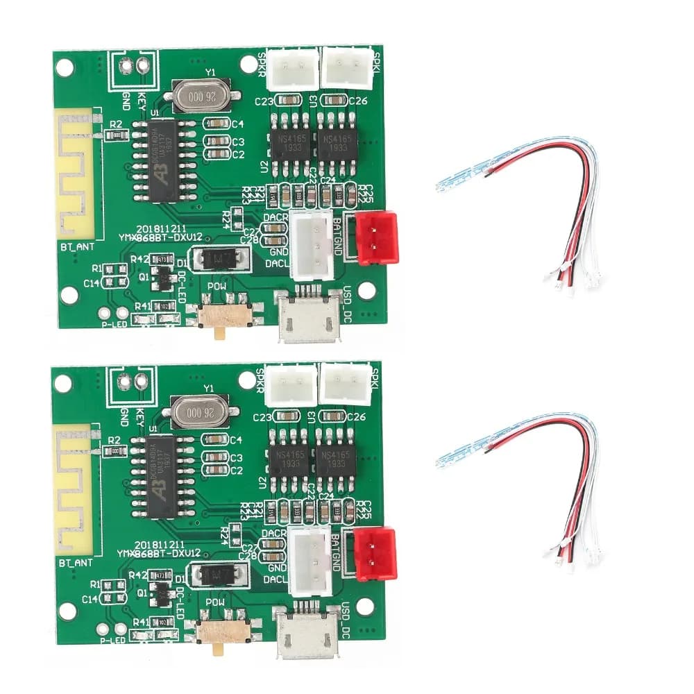 1 Pair Plug and Play Bluetooth 5.0 Power Amp Module 3.7-5V Input Audio Amplifier Module Stereo Sound Amplifier for Speaker