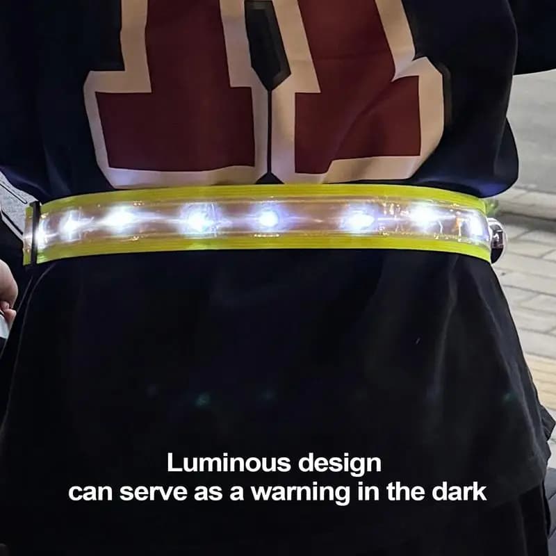 1Pc LED incandescente luminoso riflettente cintura fascia avviso di sicurezza cintura lampeggiante bicicletta USB luce zaino appeso luce notturna corsa