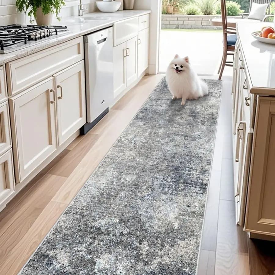 Long aisle carpet, non-slip washable kitchen carpet with rubber support, modern runners for wide and thin low-haired carpets for