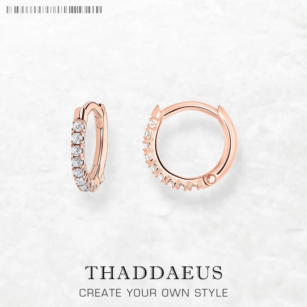 Orecchini a cerchio incernierati in pietra francese con montatura in oro rosa Europa Fine Jewerly per le donne Regalo romantico in argento sterling massiccio 925