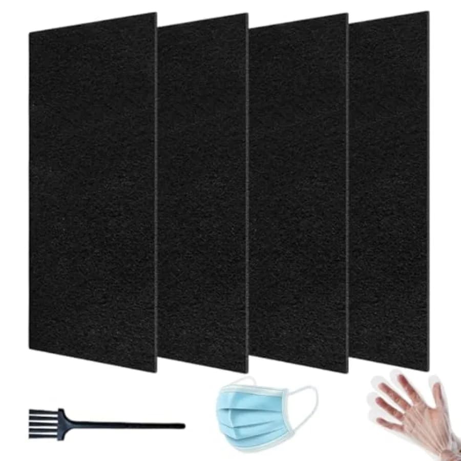 Prefiltro a carbone attivo 9,5 x 4 per purificatore d'aria AER.1 HAPF30AT con 4 filtri neri per rimozione ultra-fine di polvere e controllo degli odori