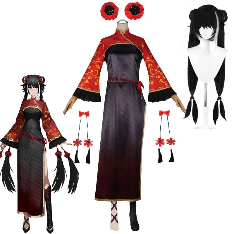 Costume Cosplay Limbus Company Jia Xichun, Women's Cheongsam, Copricapo, Socks, Wigs for Souls and Role Games, Halloween Coating