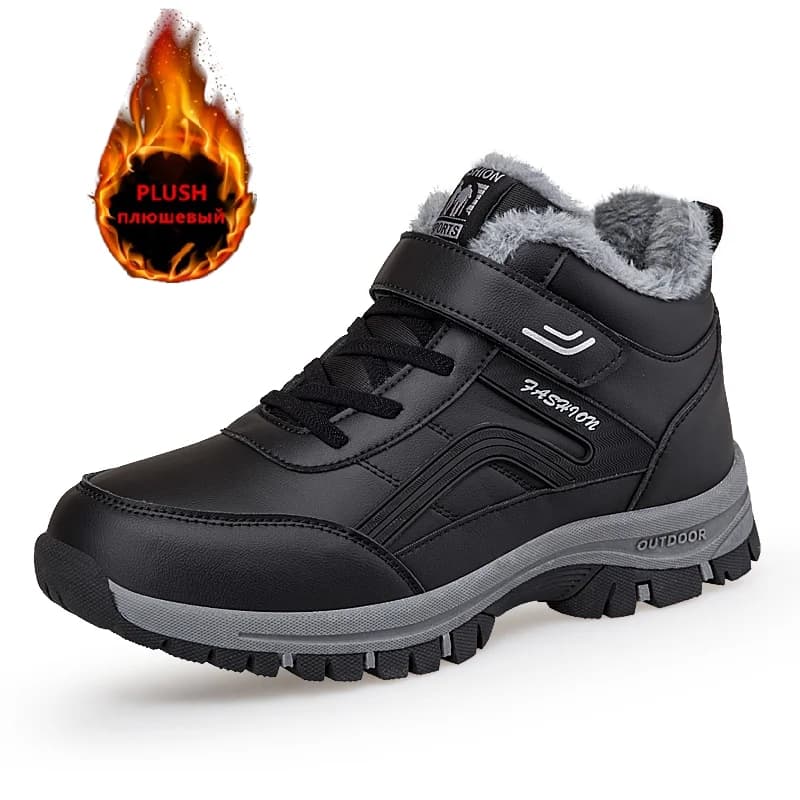 Brand Winter Men's Boots Warm Couple Snow Boots High Quality Leather Waterproof Men Sneakers Outdoor Men Hiking Boots Work Shoes