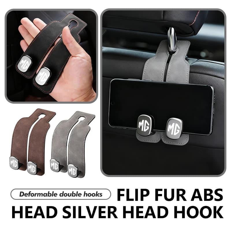 For MG Car Headrest Hook Suede Rear Seat Hanging Dual Hook Storage Rack Accessories GS Pilot GT 3 6 5 7 HS ZS ZX
