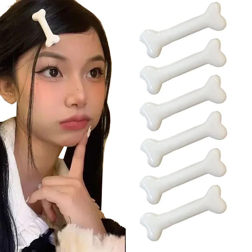 Fermaglio per capelli in osso bianco, grazioso fermaglio a cartone animato, fermaglio volumizzante per capelli stile Y2K, piccole forcine, barrette, accessori creativi per capelli 2025