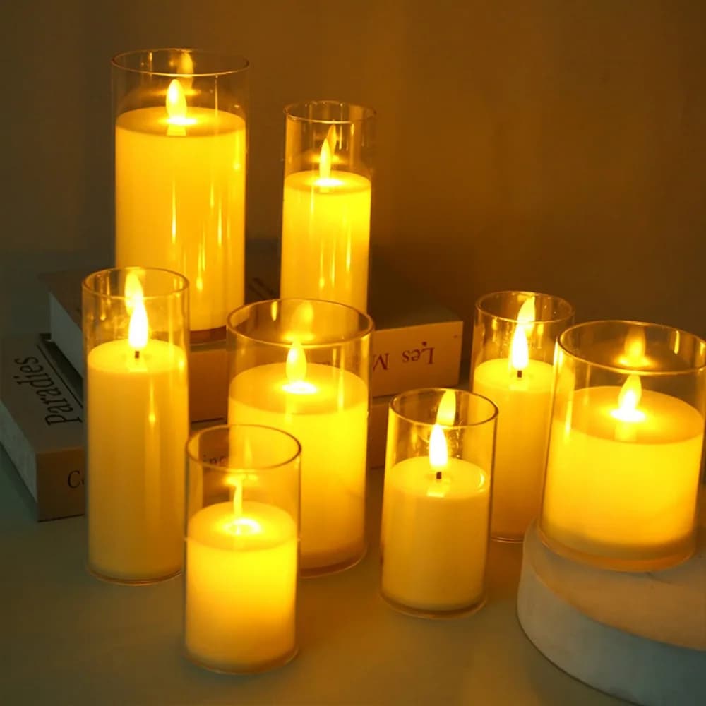 Candele elettroniche senza fiamma a LED Luce tremolante Stoppino Effetto 3D Candela tremolante Alimentata a batteria Home Festival Party Decoratio