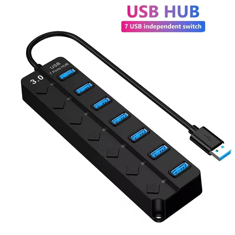 USB 3.0 Power Adapter 4/7 Ports USB Splitter Hub USB Hub Docking Stations USB Multiple Expander With LED Lamp Switch For Laptops