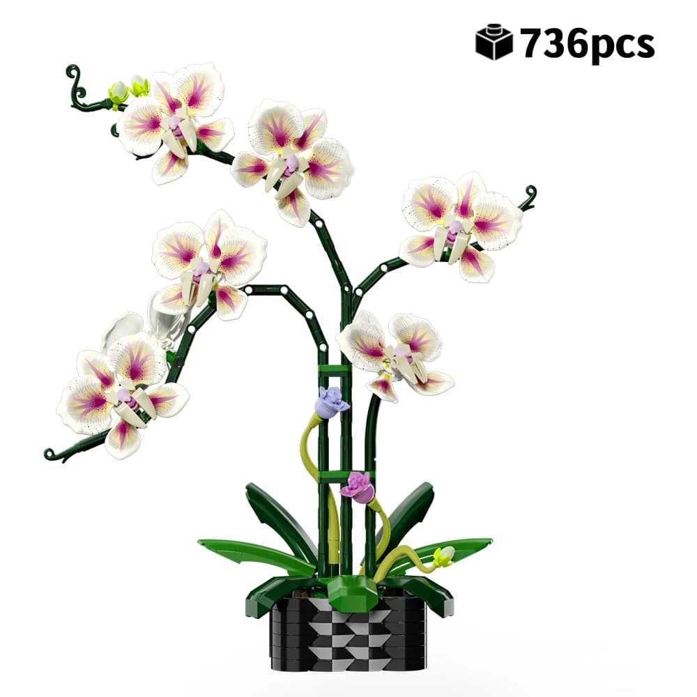 Set di 736 Pezzi per Costruire un Bouquet di Orchidee, Fiori di Phalaenopsis, Regalo Creativo e Duraturo per San Valentino per Ragazze e Bambini