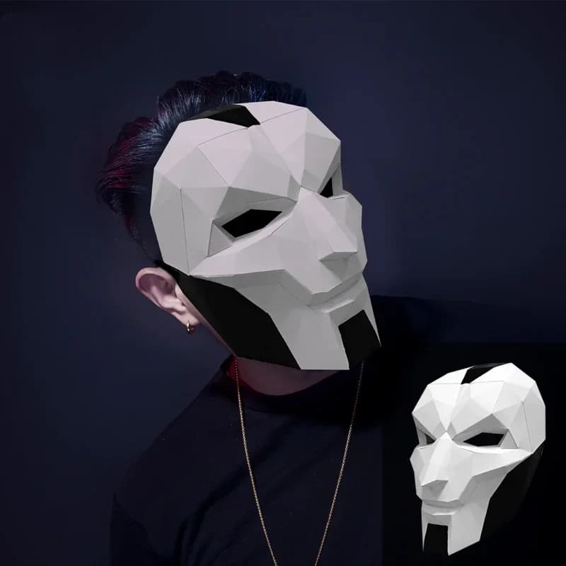 Khada Jhin maschera facciale modello di carta, Low Poly 3D Papercraft Art Costume Party Cosplay, fatto a mano fai da te Origami giocattolo artigianale per adulti