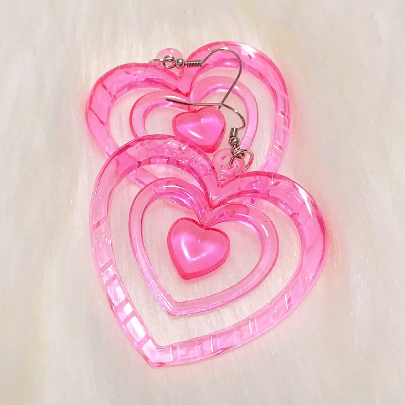 Orecchini Pendenti Rosa con Design Traforato, Stile Carino, Gioielli in Acrilico, Accessori per Uso Quotidiano, Regalo di Moda per Donne