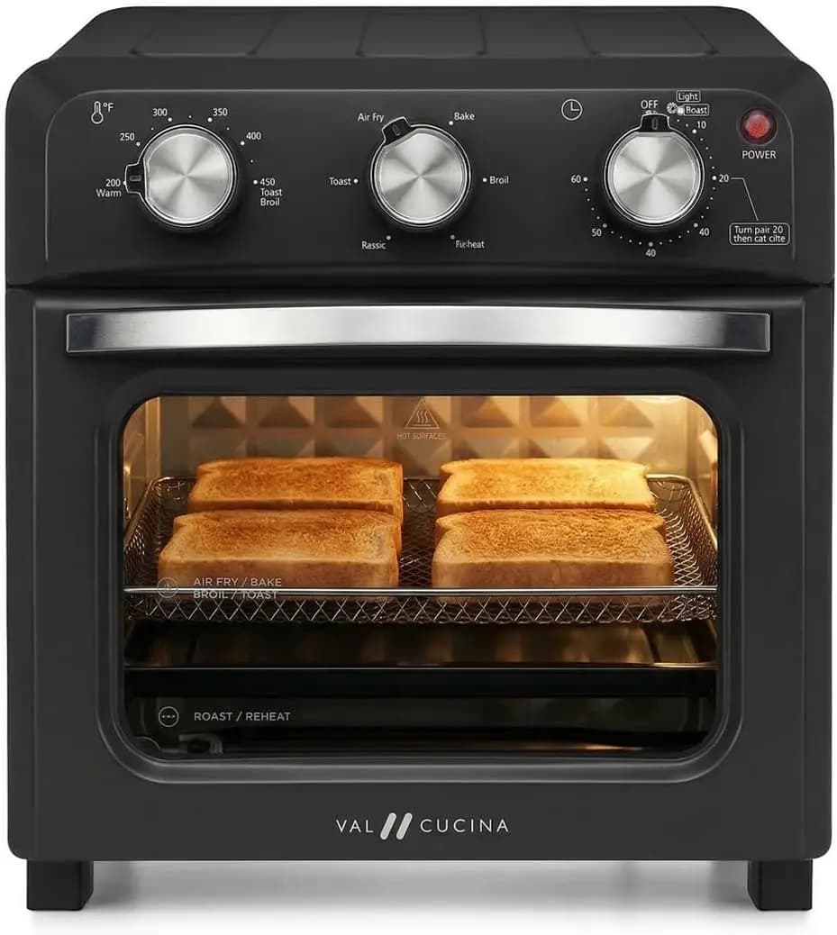 Forno Combinato 6-in-1 con Funzione Friggitrice ad Aria, Compatto da 12,7 QT, Forno a Convezione da Appoggio, Adatto per Pizza da 9 Pollici e 4 Toast, Hexagon Hybrid H