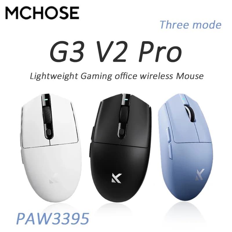 Mouse da Gaming MCHOSE G3 V2 Pro/Ultra Leggero, Tre Modalità, Wireless Bluetooth, PAW3395, Completamente Autoprodotto