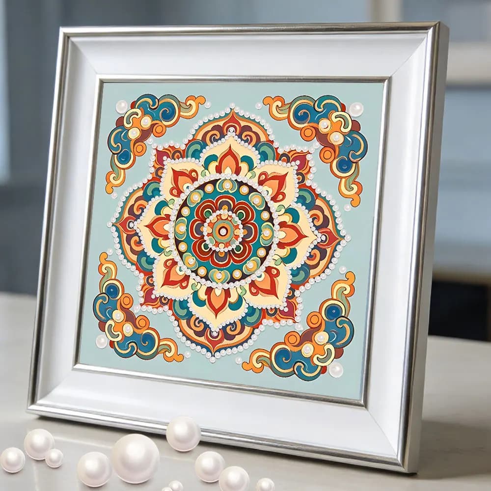 HUACAN Pittura Diamantata Mandala Fiore Punto Croce Fatto a Mano Perle 5D Mosaico Diamantato Floreale Decorazione Casa Regalo Fai da Te