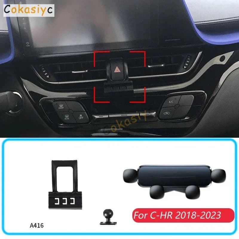 Car Phone Holder For Toyota C HR CHR 2018-2023 Gravity Stand Mount Support Horizontal GPS Mobile Bracket Accessories With A Base