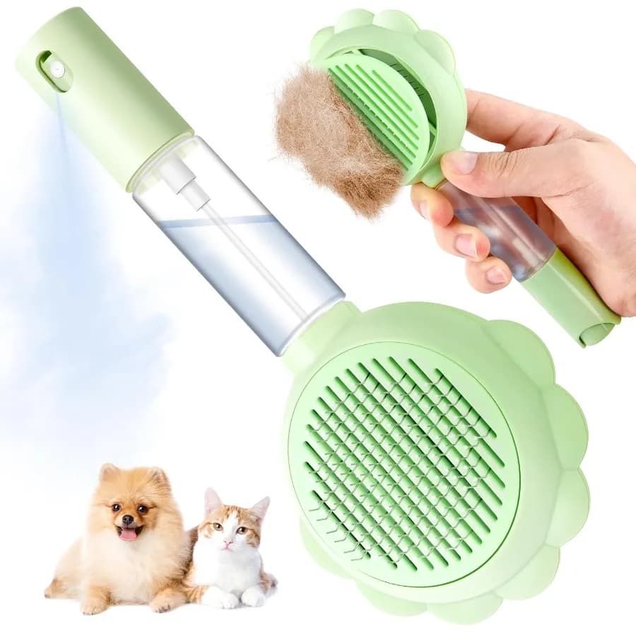 Brh per peli di gatto per perdere pettine per depilazione spray per animali domestici 3in1 con pulsante di rilascio spray visivo Toelettatura per cani impermeabile Brh per pelliccia