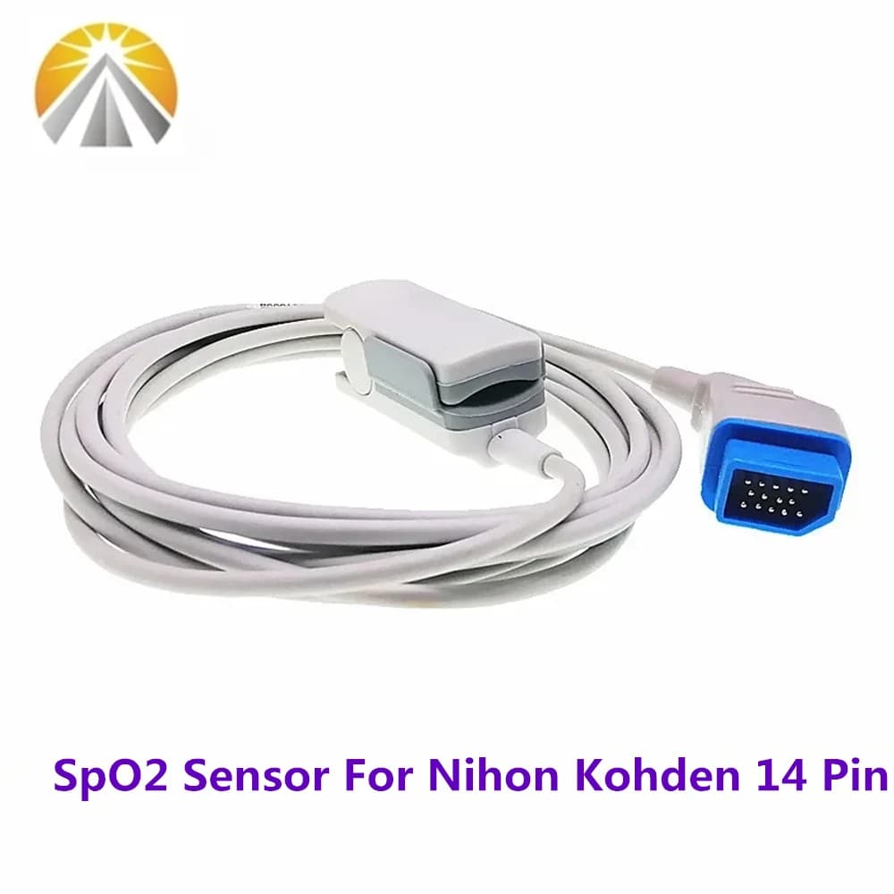 SPO2 14 pin sensor for Nihon Kohden TL-201T Lifescope Series BSM 9150 Reusable Pulsoxmeter Probe Newborn Baby Adult Veterinary Use