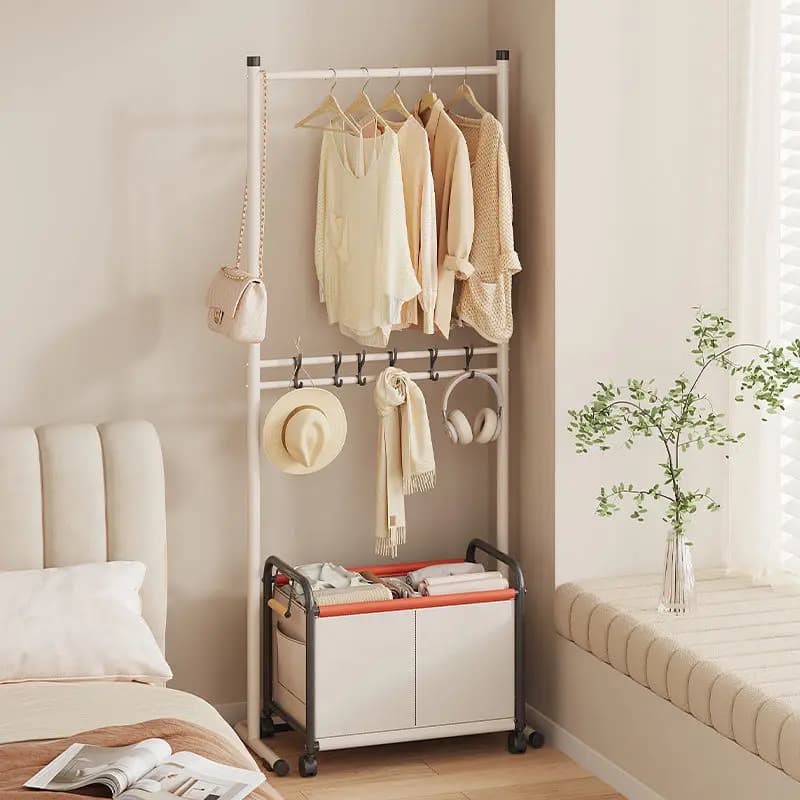Floor-to-ceiling clothes hanger for double layer domestic use Bedside table for luxury clothes hanging for bags