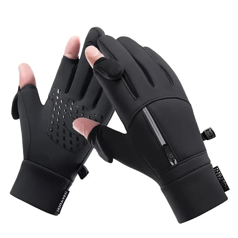 1 paio di guanti per sport all'aria aperta, guanti touch screen caldi a due dita imbottiti antivento impermeabili per equitazione, pesca, corsa