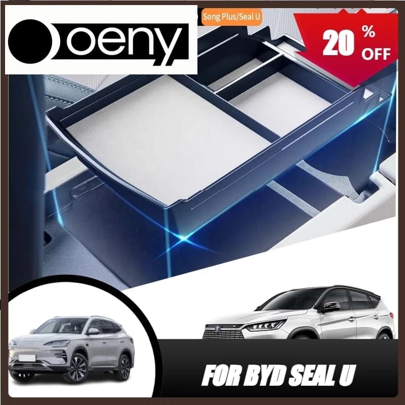 Fit For Byd Song Plus Seal u Dmi Ev Car Center Console Armrest Partition Storage Box With Anti-slip Mat Interior Organizer Case