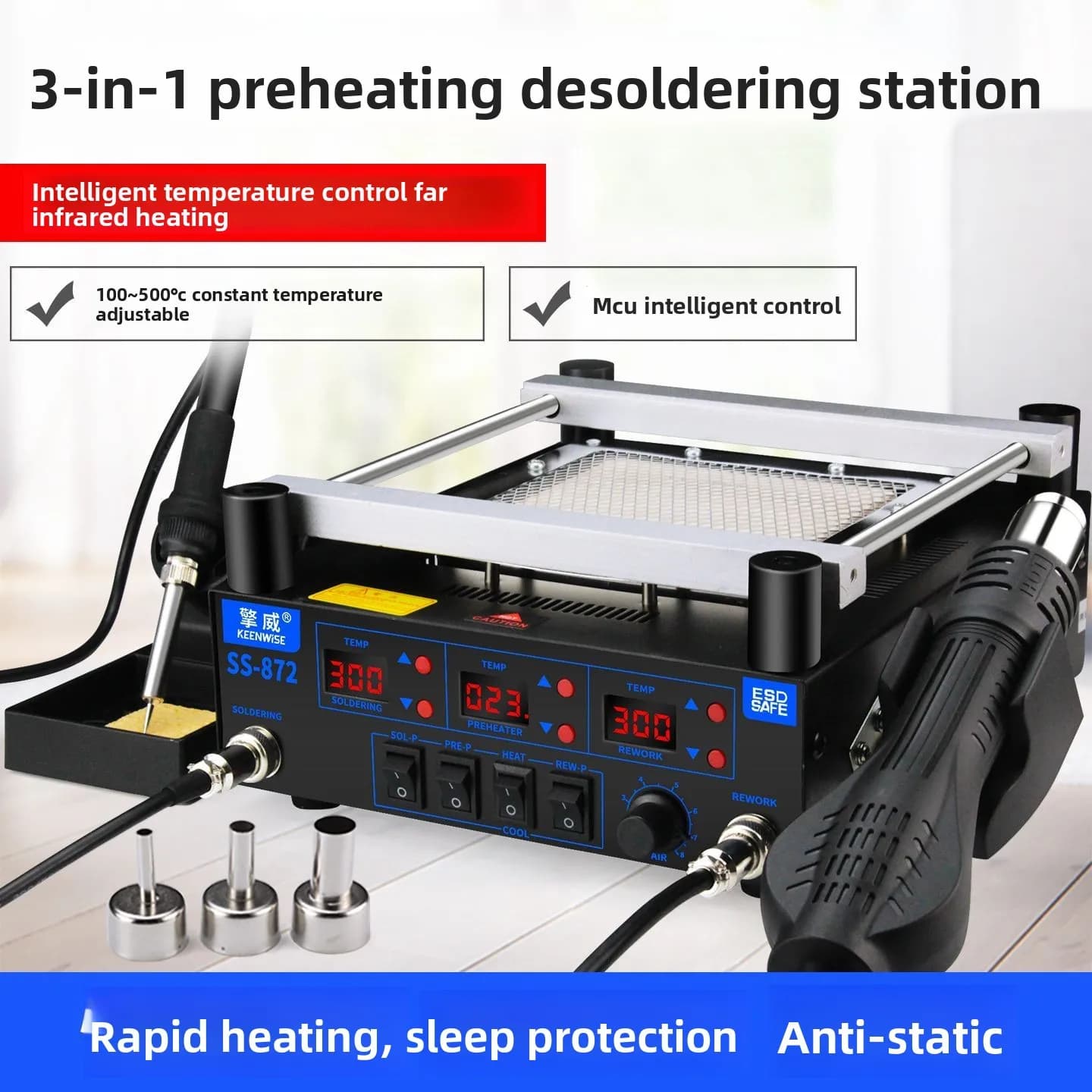 PCB Infrared Preheating Table Heating BGA Repair Table Hot Air Gun Dismantling and Welding Table