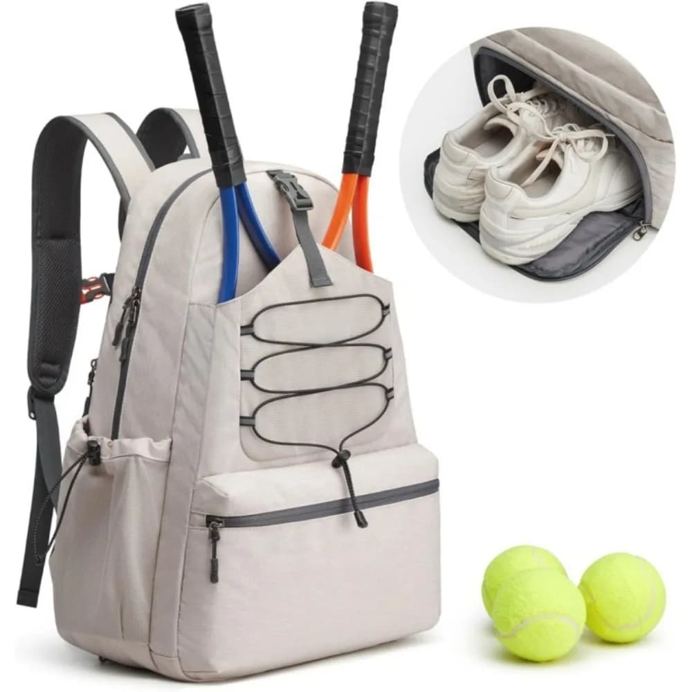 Super Large Capacity Tennis Racket Bag Adjustable Waterproof Tennis Backpack Pure Color with Shoes Bag Sports Fitness Bag Youth