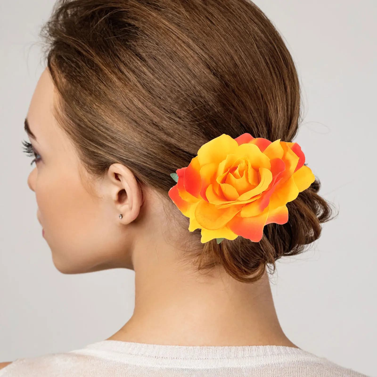Fermaglio per capelli e spilla 2 in 1 con fiore di rosa artificiale, accessorio dolce e giovanile per capelli e decorazione per abiti, ideale per feste, balli, matrimoni, picnic estivi