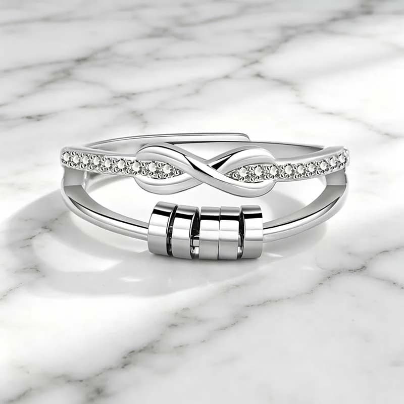 Anti Fidget Rotatable Metal Beads Spinner Ring Relief Anxiety Infinity Love Finger Jewelry Girls Valentine's Day Rings Gifts