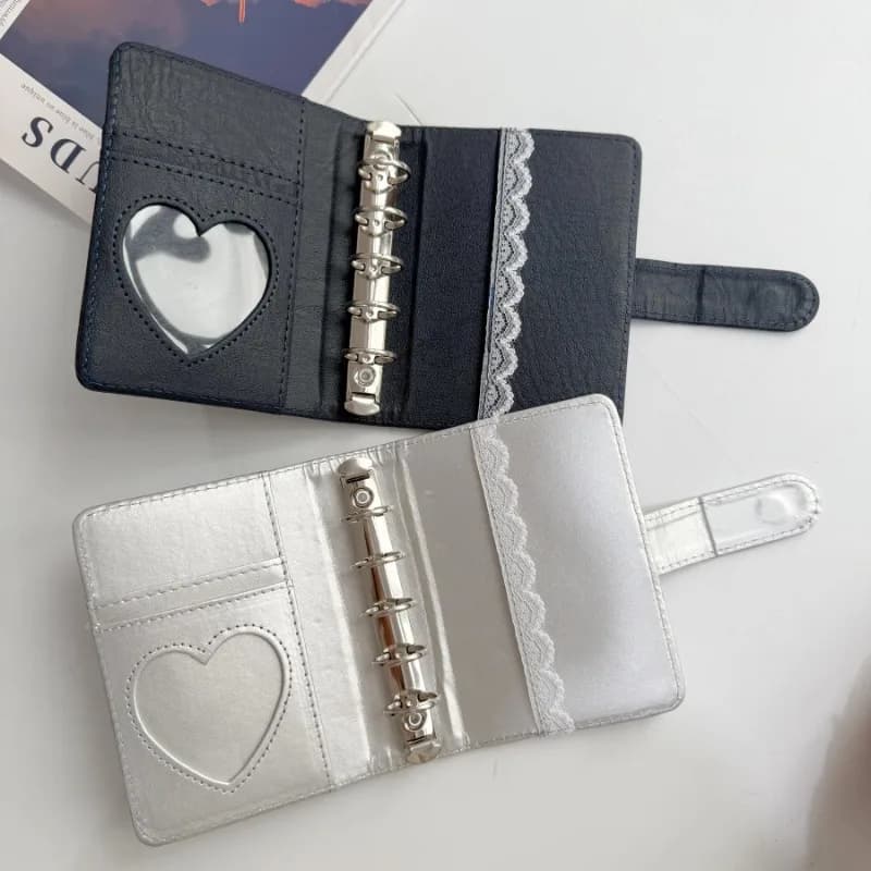 Ins Style Lace Notebook M5 Pocket Binder DIY Kpop Portable PU Leather Magnetic Buckle Card Holder Sketchbook Journaling Gift